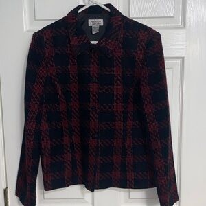 Style & Co. Red and Black Plaid Blazer Size 12